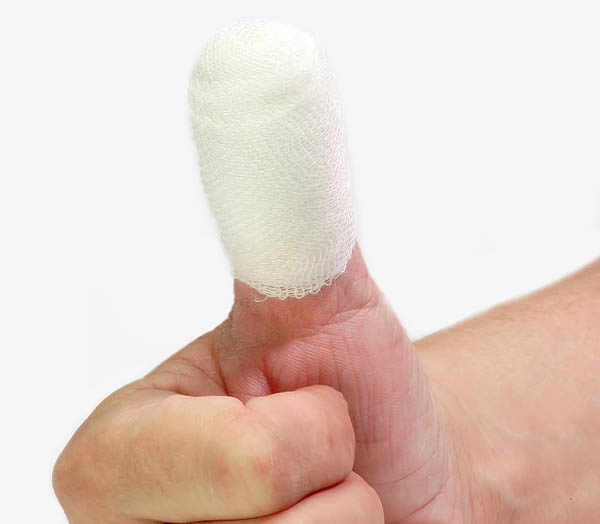 bandaged thumb